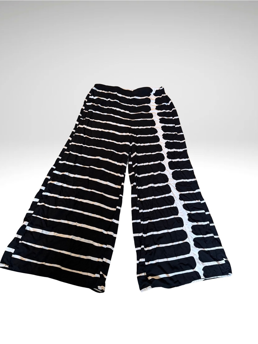 Marimekko Black and White Wide-Leg Striped Pants
